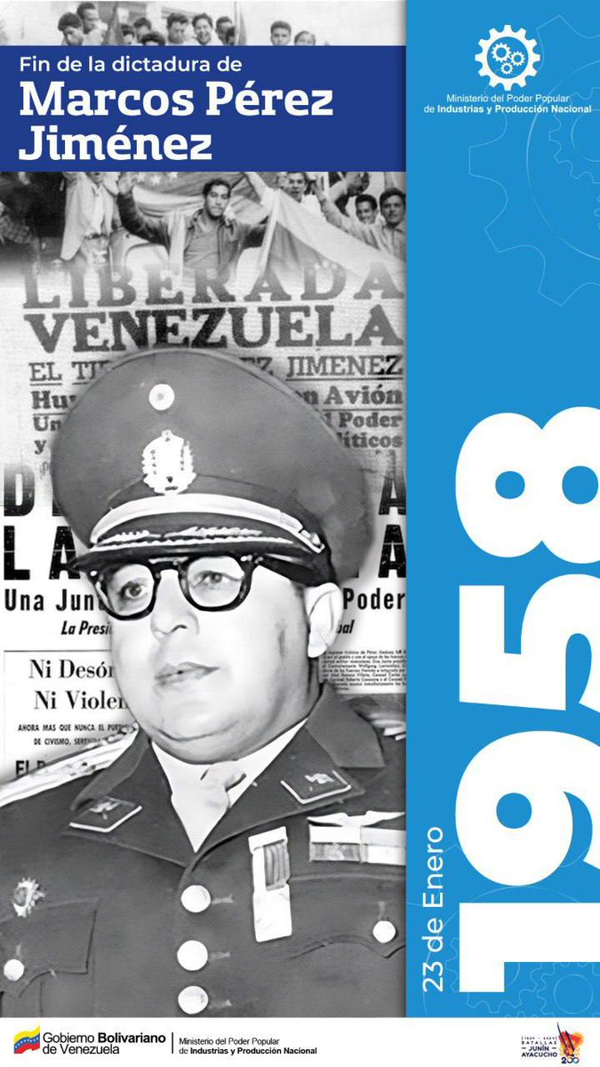 #Efeméride || Un día como hoy, un movimiento cívico-militar puso fin a la dictadura de Marcos Pérez Jiménez. Hoy rendimos homenaje a los estudiantes, trabajadores y mujeres que lucharon valientemente por la libertad y la justicia. 
Después del Perezjimenismo, Venezuela enfrentó