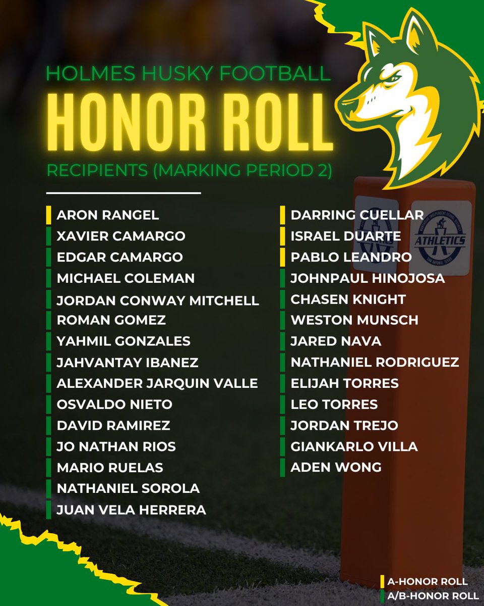Holmes Huskies Football 🏈 (@holmeshuskyfb) on Twitter photo Congratulations to our Honor Roll football players. <a href="/NISDHolmes/">NISD Holmes</a> <a href="/nisd_nsite/">nisd_nsite</a> <a href="/NISD_Athletics/">NISD_Athletics</a> Congratulations to our Honor Roll football players. <a href="/NISDHolmes/">NISD Holmes</a> <a href="/nisd_nsite/">nisd_nsite</a> <a href="/NISD_Athletics/">NISD_Athletics</a>