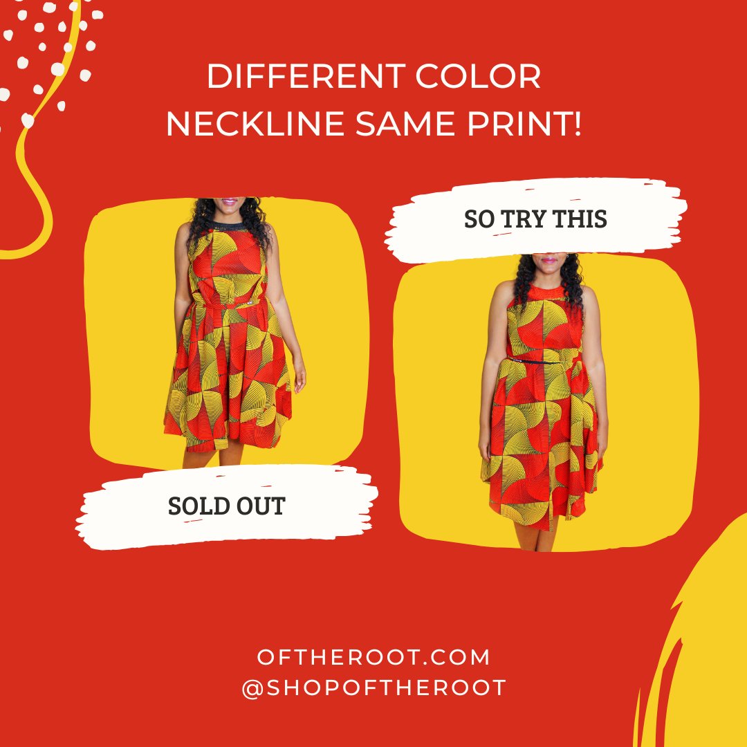 Our Baya dress is SOLD OUT! So add a different color neckline to your wardrobe with the Gbaya dress instead.  

Shop Now: OfTheRoot.com/Gbaya
Ankara Dresses - Made in Africa 🌍
Free Shipping $99+ For 🇺🇲🇨🇦

#AnkaraDress #AfricanFashion #AnkaraFabric #SummerLooks #Dresses