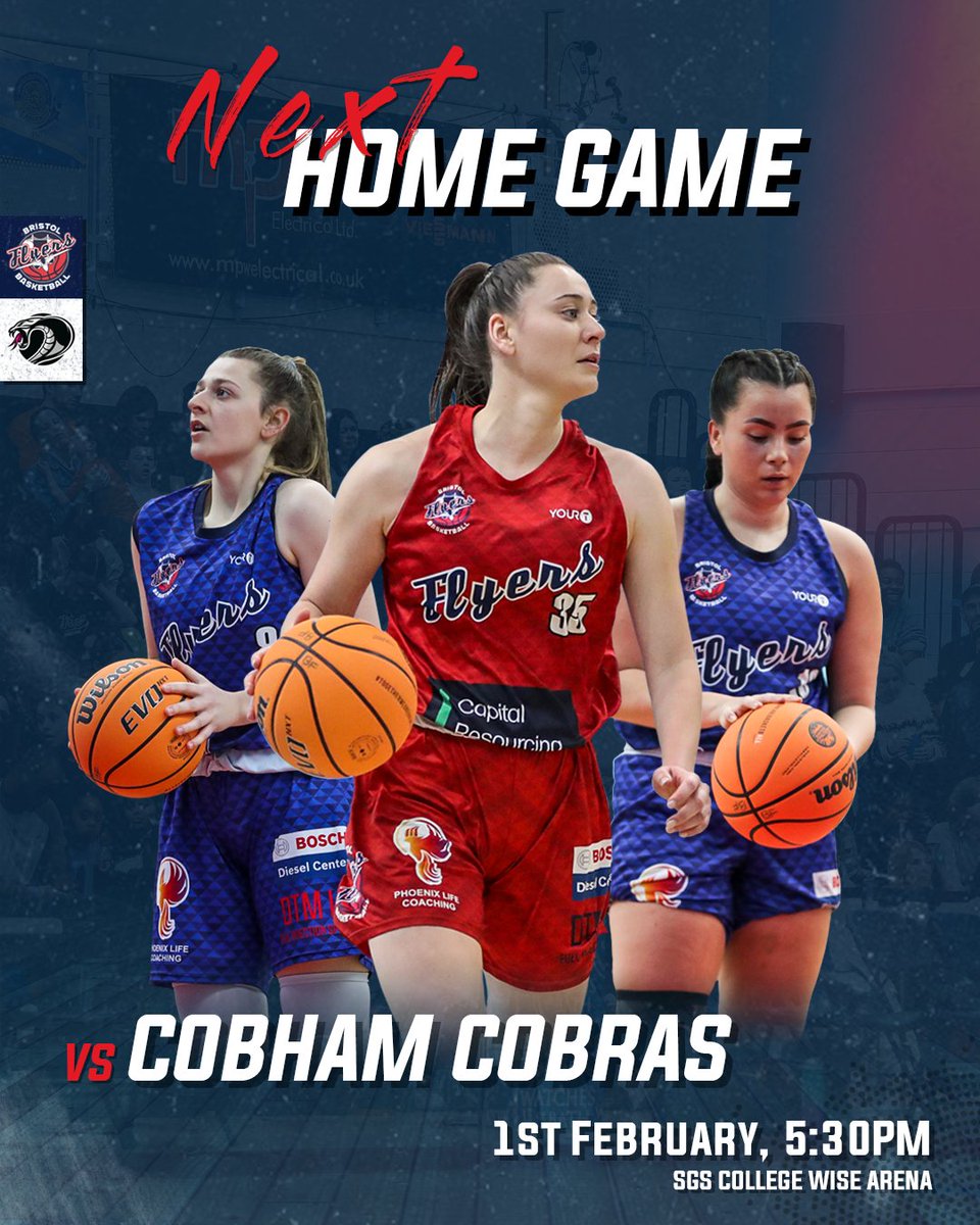Bristol Flyers Women are back at home next Saturday 1st Feb at 5:30pm!

Come and show your support as we face Cobham Cobras in league play 👊

Entry is free - no ticket required.