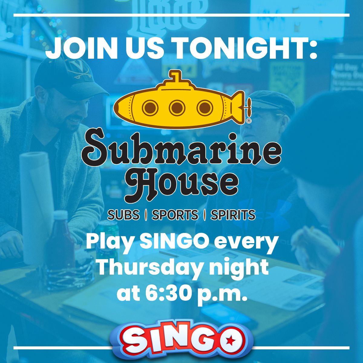 Play #Singo with us at <a href="/submarinehouse/">Submarine House</a> Hilliard every Thursday at 6:30. Get into the game that can fill you with goodness to push you through to the weekend!