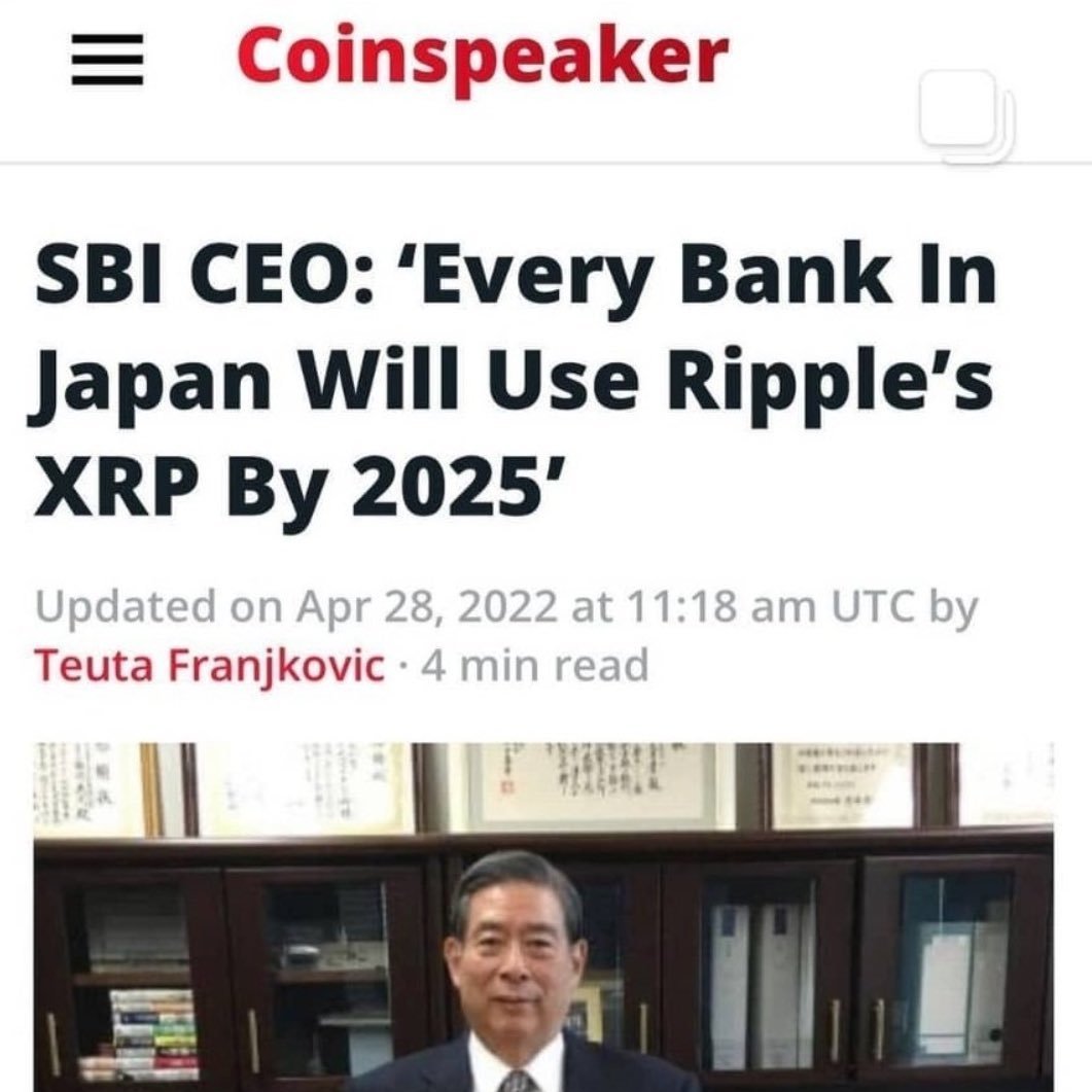 ONLY ONE WEEK REMAINS UNTIL EVERY BANK IN JAPAN BEGINS USING #XRP -  CONFIRMED BY SBI CEO YOSHITAKA KITAO!