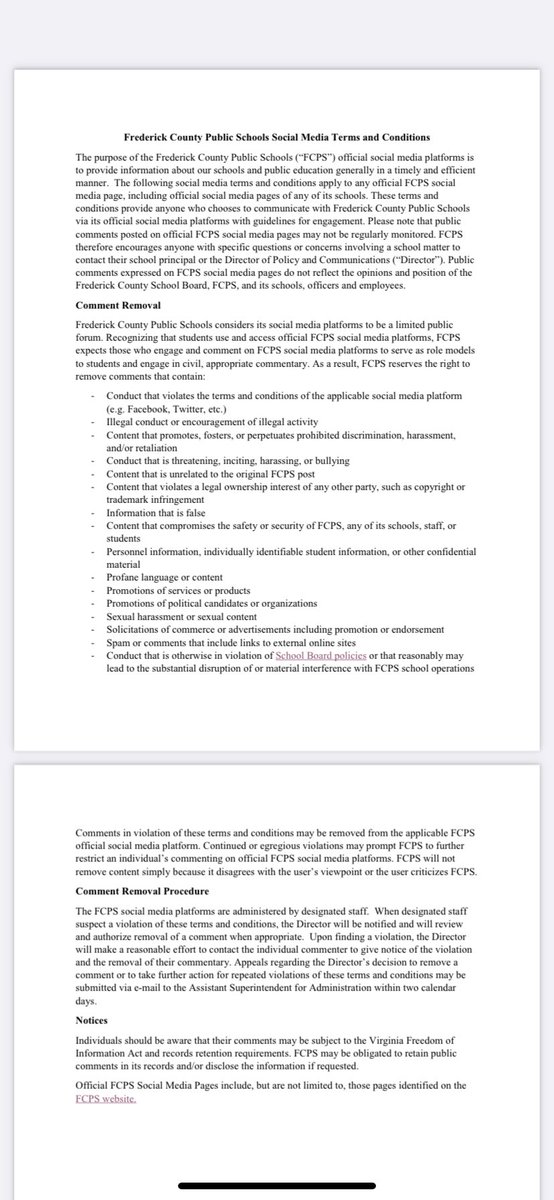 SherandoBase's tweet image. FCPS Social Media Terms and Conditions