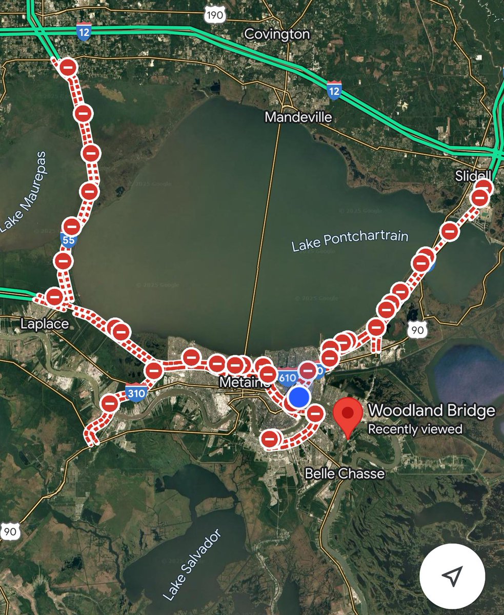 Every single interstate system around New Orleans is closed for the 3rd straight day. Snow and ice still on roads, but melting is ongoing.