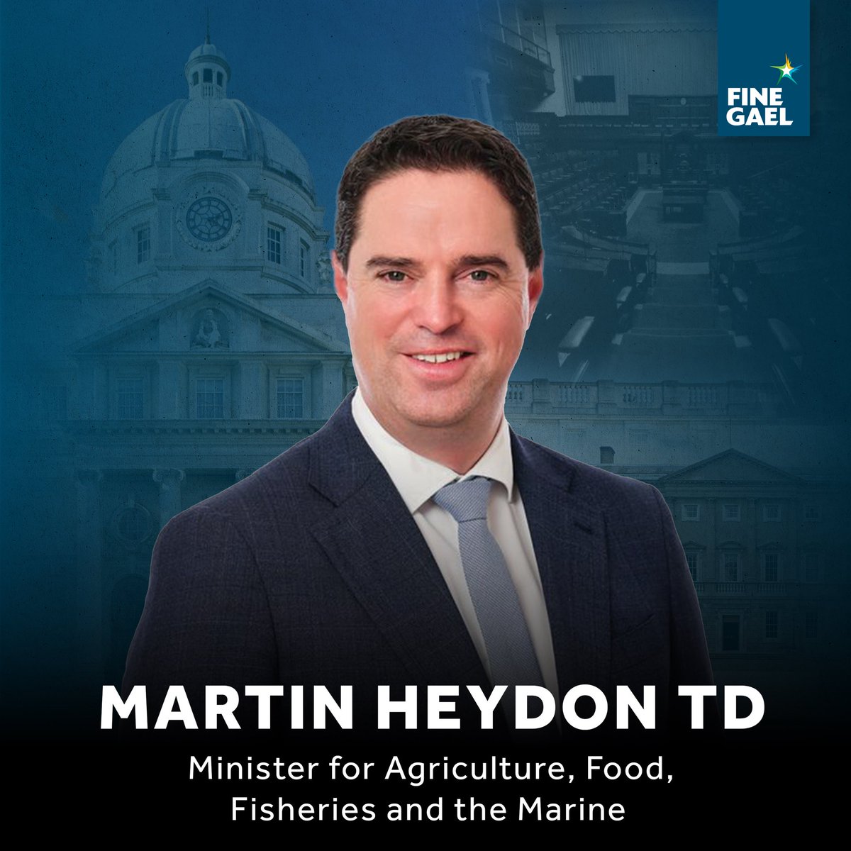Congratulations to <a href="/martinheydonfg/">Martin Heydon</a> on being appointed as Minister for Agriculture, Food, Fisheries and the Marine.