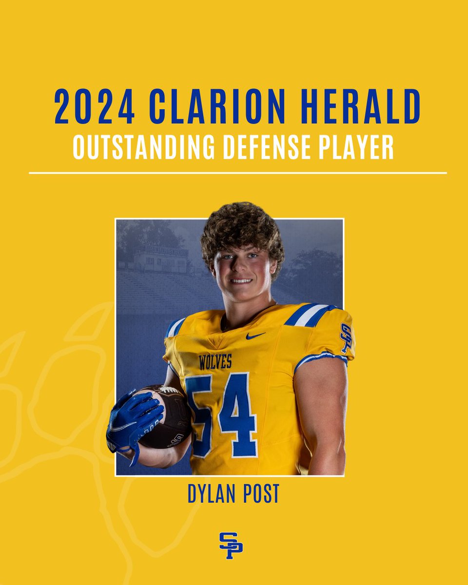 Saint Paul's Football (@wolvesfootball_) on Twitter photo Congrats to <a href="/villa_brennan/">Brennan Villa</a>, <a href="/DrewTalley15/">Drew Talley</a>, <a href="/BrennanKeim/">Brennan Keim</a>, <a href="/AlexMott84/">Alex Mott</a>, and Dylan Post for being named to the 2024 Clarion Herald Elite Football Team!
And a big shoutout to <a href="/DylanPost1025/">DYLAN POST (NCAA ID-2410427560)</a> for being named Outstanding Defense Player!
#saintpaulsfootball Congrats to <a href="/villa_brennan/">Brennan Villa</a>, <a href="/DrewTalley15/">Drew Talley</a>, <a href="/BrennanKeim/">Brennan Keim</a>, <a href="/AlexMott84/">Alex Mott</a>, and Dylan Post for being named to the 2024 Clarion Herald Elite Football Team!
And a big shoutout to <a href="/DylanPost1025/">DYLAN POST (NCAA ID-2410427560)</a> for being named Outstanding Defense Player!
#saintpaulsfootball
