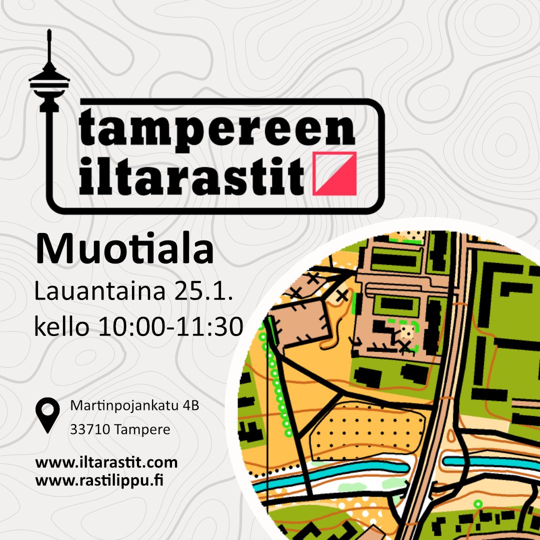Tulevana lauantaina suunnistetaan Muotialan maastossa, jossa ei olekaan hetkeen iltarasteilla suunnistettu! 

Lauantain kartanmyynti tapahtuu Turtolan Citymarketin parkkipaikalla. Radoilla kierretään kortteleissa, mutta pidemmät radat käyvät myös metsän puolella.