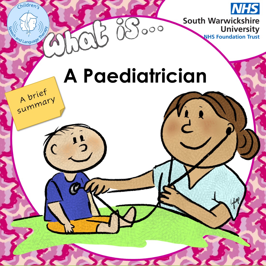 WarwickshireSLT's tweet image. It&apos;s &quot;What is... Wednesday&quot; and this week we&apos;re looking at the role of a Paediatrician.
Here is a brief summary, but please take a look at: swft.nhs.uk/our-services/c… if you would like to find out more.

#paediatrician #whatiswednesday
@nhsswft @WarksFIS @timetotalkwarks