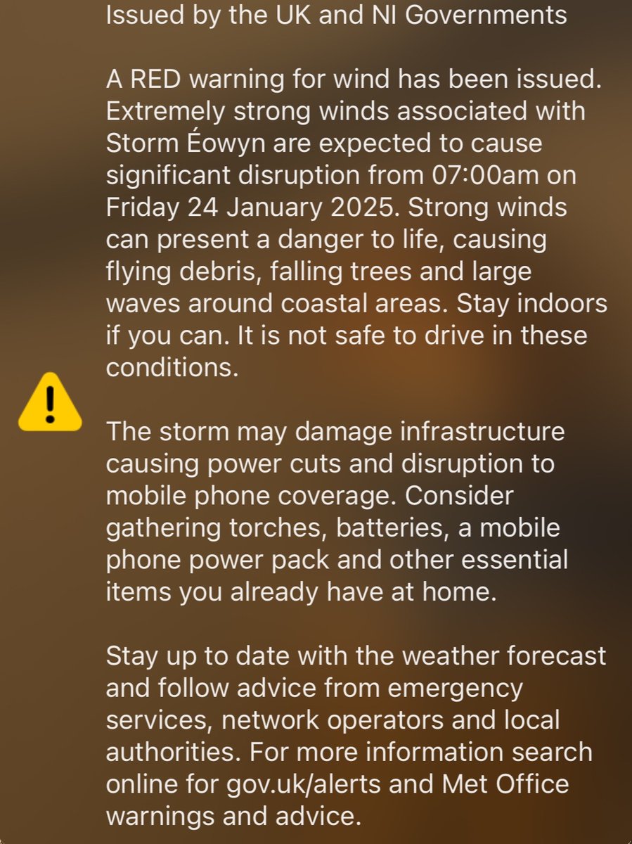 Emergency Phone Alerts have been issued across Northern Ireland.

#StormÉowyn