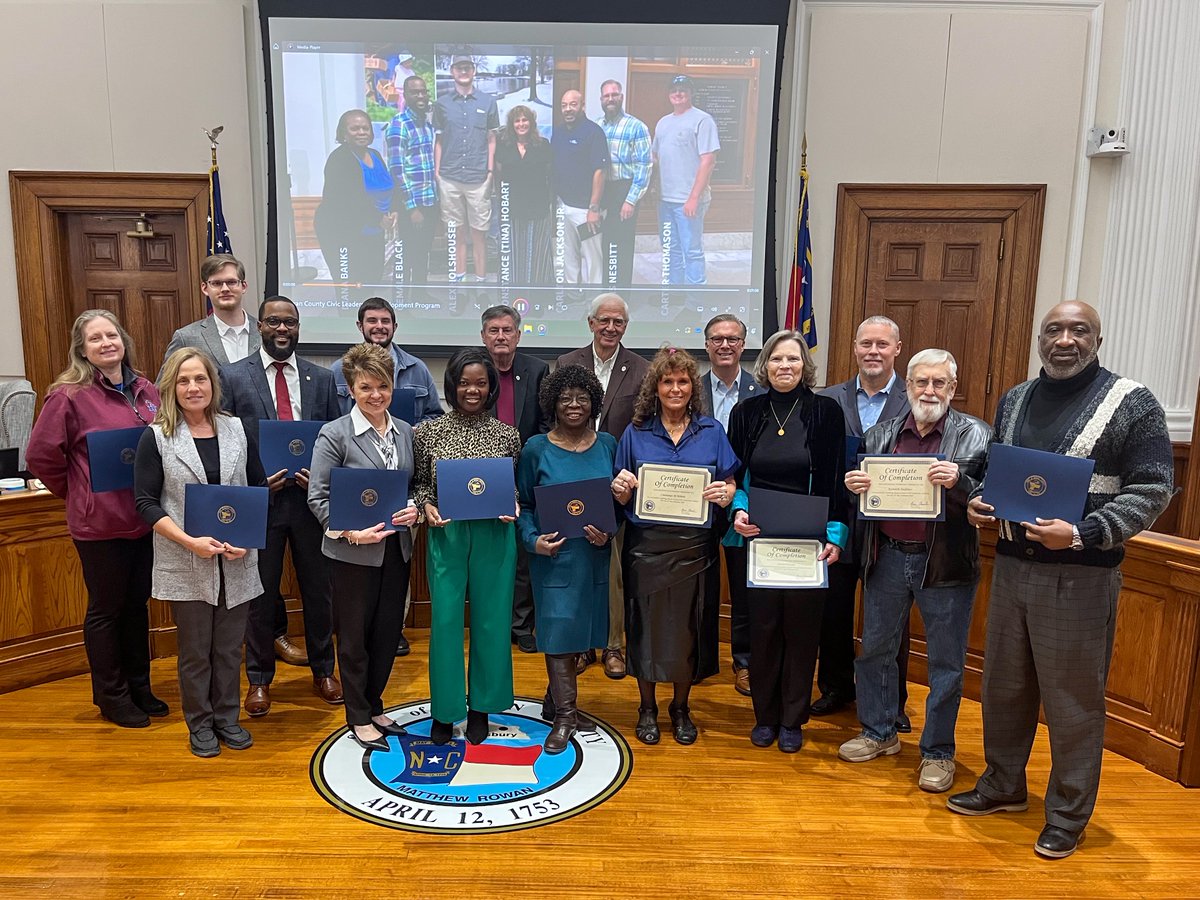 The First Annual Rowan County Civic Leadership Class concluded with a special recognition during the January 21, 2025, meeting of the Rowan County Board of Commissioners. Graduates received certificates and shared their experiences. View press release at: rowancountync.gov/CivicAlerts.as….