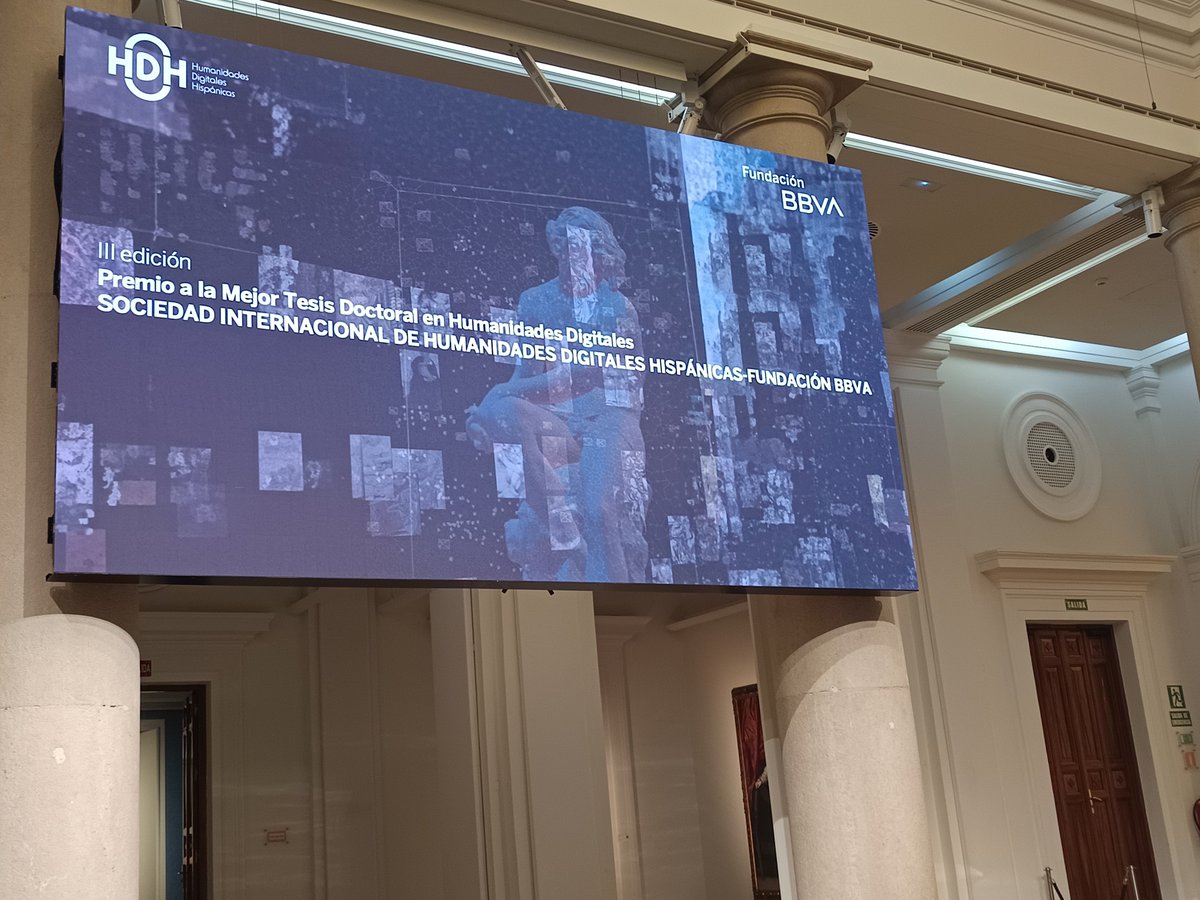 Ana Garcia-Serrano (@a_gserrano) on Twitter photo En breve comenzamos la conf. "Técnicas estadísticas en geolingüística. Modelización onomástica", y ceremonia de entrega de la III edición del Premio a la Mejor Tesis Doctoral en HD otorgado por HDH-Fundación BBVA!!! En un Palacio de MAD. <a href="/HDHispanicas/">Humanidades Digitales Hispánicas (HDH)</a>, <a href="/clariahes/">clariahes</a> <a href="/ETSIIUNED/">ETSI Informática UNED</a> En breve comenzamos la conf. "Técnicas estadísticas en geolingüística. Modelización onomástica", y ceremonia de entrega de la III edición del Premio a la Mejor Tesis Doctoral en HD otorgado por HDH-Fundación BBVA!!! En un Palacio de MAD. <a href="/HDHispanicas/">Humanidades Digitales Hispánicas (HDH)</a>, <a href="/clariahes/">clariahes</a> <a href="/ETSIIUNED/">ETSI Informática UNED</a>