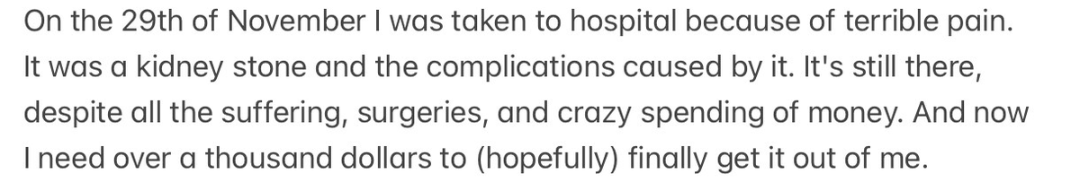 We don't have any more money. Our friends and people we know don't either. The worst thing is that we don't have much time. We are in a desperate situation and I am getting worse. I'm asking you to help me.
Boosty link is in the following tweet