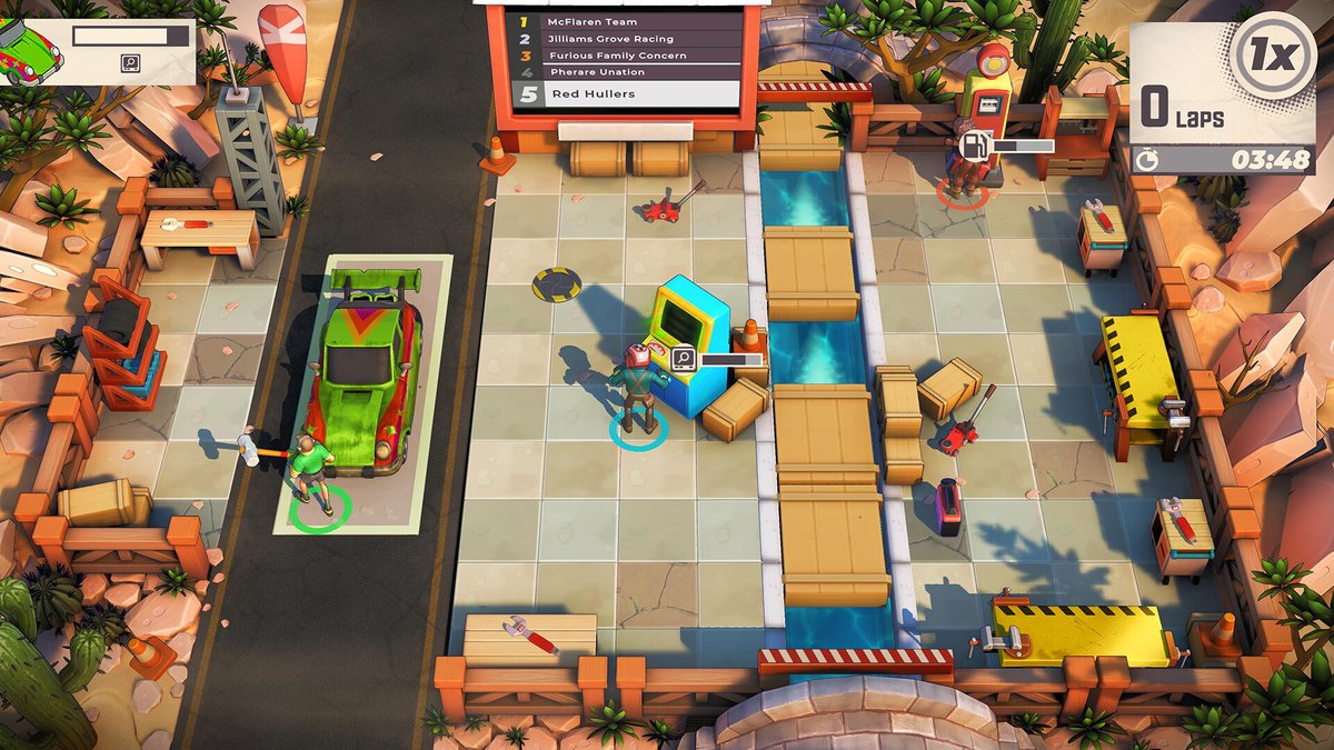 ExoLeis's tweet photo. En Speed Crew sos parte de una pit crew que tiene que arreglar autos en medio de una carrera.

Toma todos los elementos que hicieron grandes a Overcooked, Moving Out, Tools Up, etc y casi todos los niveles tienen mecánicas nuevas para que no te aburras nunca https://t.co/RoheE98glp