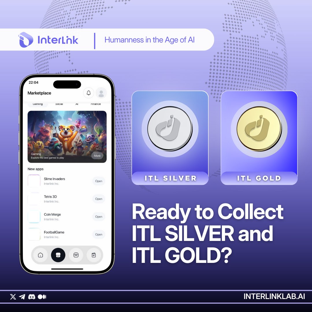 inter_link's tweet image. Unlock exclusive features of Interlink with ITL SILVER and ITL GOLD as we gear up for the app launch. 😎

🤖Our biggest campaign is just around the corner—join our Discord now to earn ITL SILVER early and be among the first to lead the way! 

#InterLink #InterLinkID…
