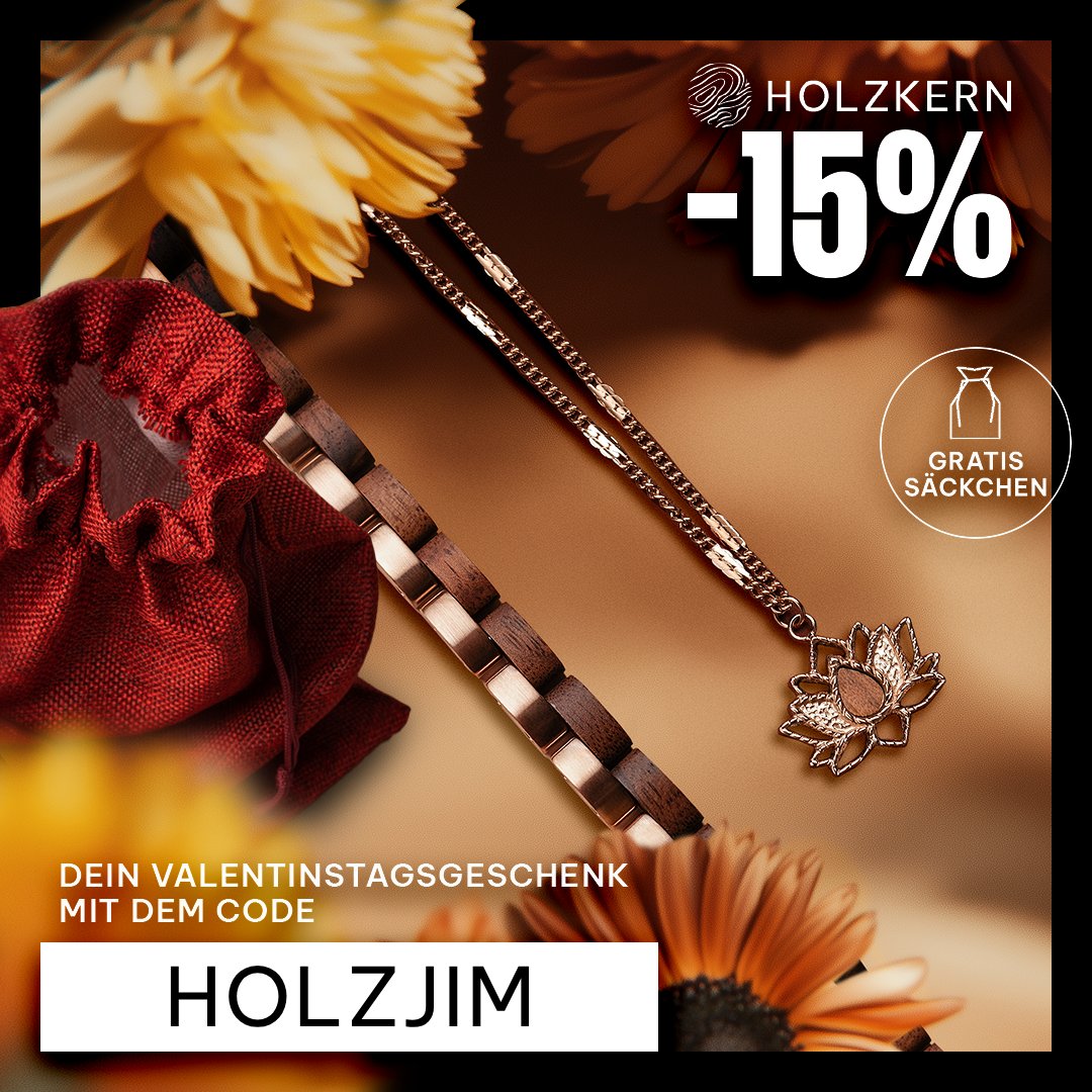 JimPanseGamer's tweet image. Anzeige
Dieser #Valentinstag wird unvergesslich mit HOLZKERN! Schenke etwas Einzigartiges, zum Beispiel eine Uhr oder Schmuck aus dem Shop: holzkern.com/jimpanse
Mit dem Code HOLZJIM gibt es jetzt gerade 15% Rabatt auf deine Bestellung 💰