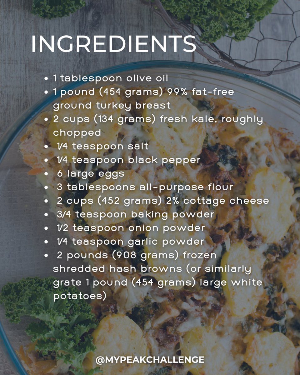 MyPeakChallenge's tweet photo. Sneak Peak⛰️ into our “Turkey Egg Bake With Kale” from the MPC Peaker Program Cookbook Month 1🍽️

So many different kinds of breakfast potatoes🥔 you can try with this recipe!

Which recipes are you going to try this week?😋

💪Join us here: https://t.co/O6NbKNOQuo https://t.co/T4lWn1puEM