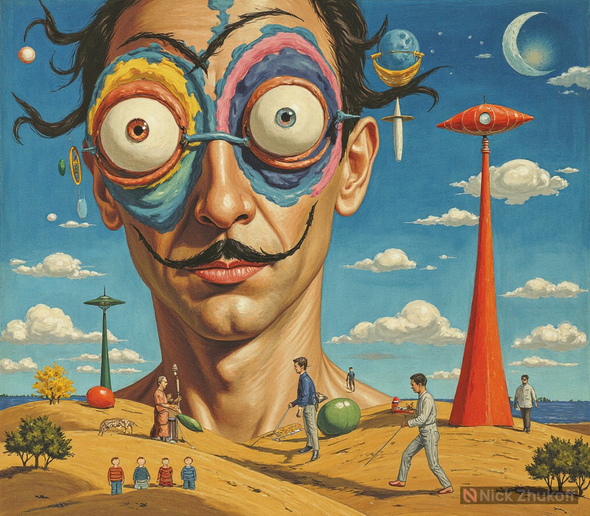 NickZhukoff's tweet image. The World Through Wild Eyes
Seeing the mundane as magical. A curious vision of a world where boundaries of reality vanish into the absurd.
#DalíWorld #SurrealArt #ImaginationUnbound #Dreamlike