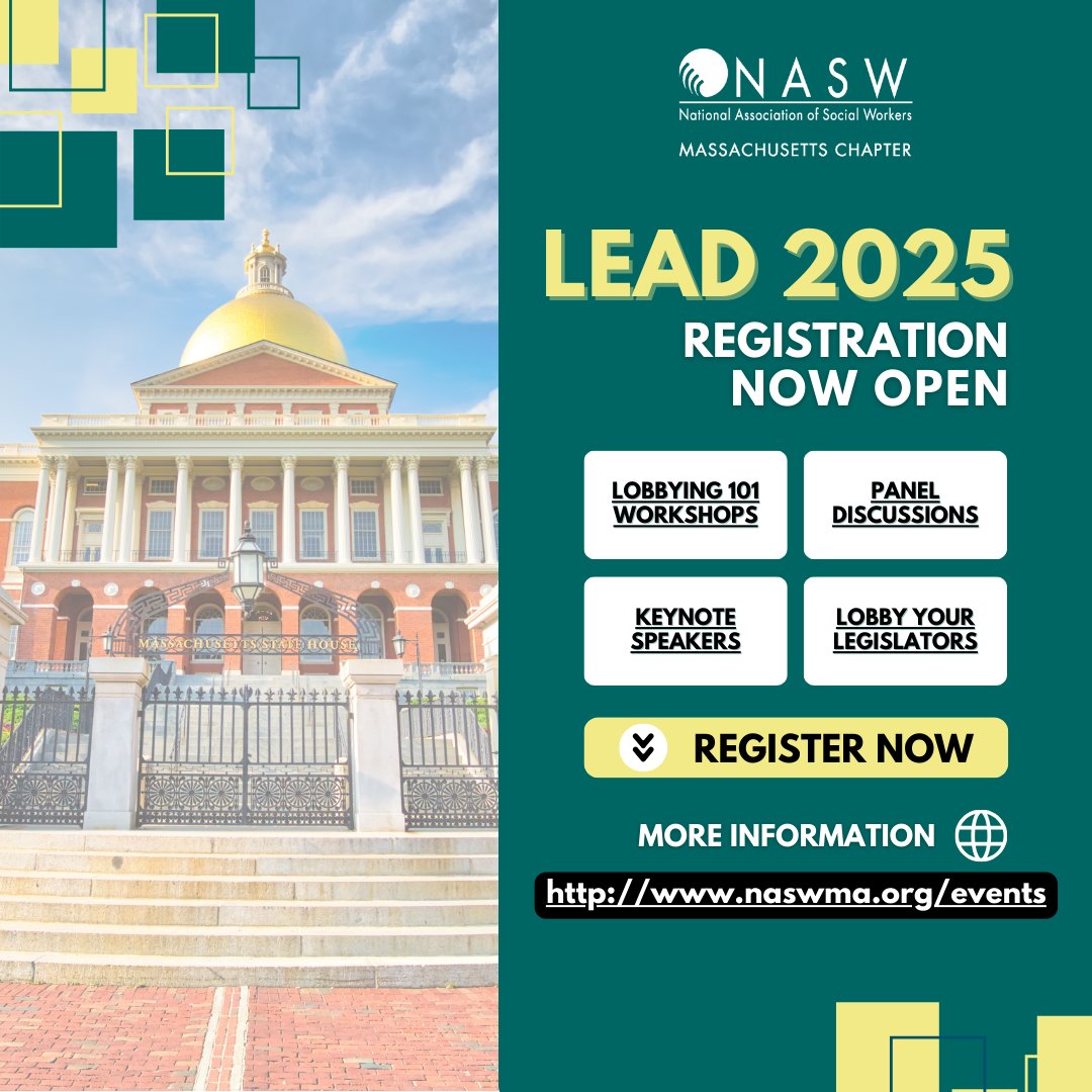 Registration for LEAD is now open. Join us in person on March 31st, 2025, to learn about lobbying &amp; the important role social workers play in passing good policy. Many schools are sponsoring student attendance, check in with your school to see if they have a code for you to use.