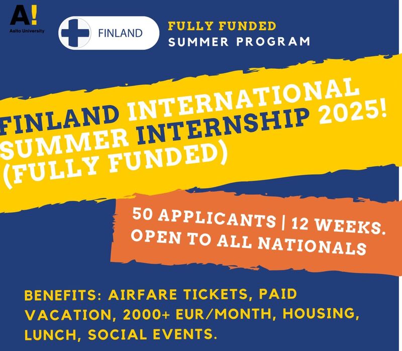 opportunitiesfy's tweet photo. 💡Join Aalto Science Institute’s 12-week Summer Research Programme 2025 in #Finland! Work on cutting-edge projects, earn €2000+ per month, and experience Finnish culture. 🏔️
📆 Apply by 31 Jan 2025: https://t.co/3sCuxaKMZ9
#Research #AaltoUniversity #STEM #SummerProgramme https://t.co/aiX40vcCqu