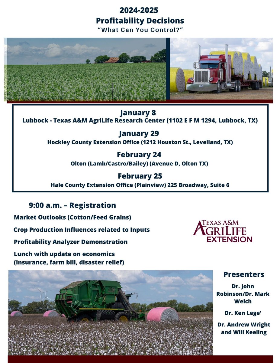 2025 is shaping up to be another challenging year for producers. If you're looking for tools and guidance to navigate these tough decisions, join us next week in Levelland, TX!