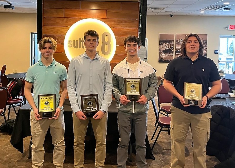 ⚔️ Big congratulations to our First Team All-Conference players who were recognized at yesterday's Greater Allegheny Conference banquet! 

Left to Right: Ethan Rouleau, <a href="/kaden_spencer4/">Kaden Spencer</a>, <a href="/Codi_Mullen5/">Codi Mullen</a>, <a href="/BenMartin59/">Ben Martin</a>