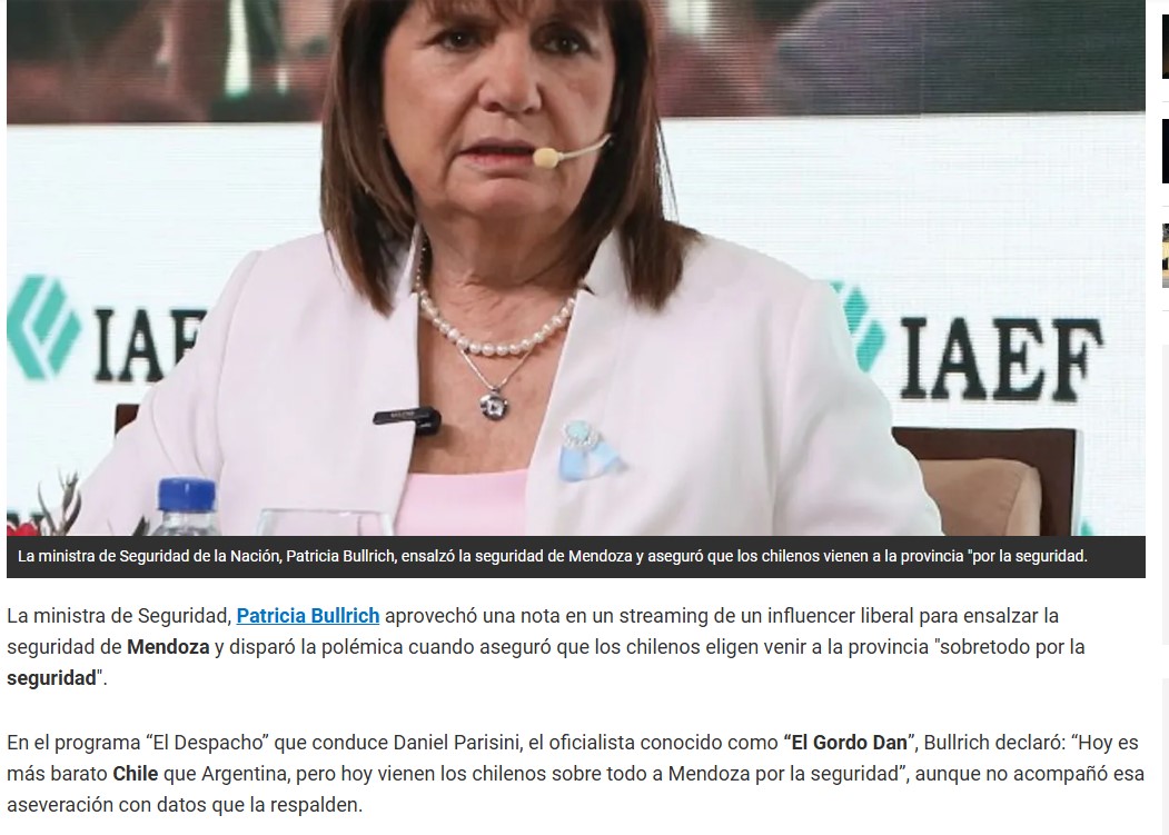FUENTE: Arial 11 #Ministra #Bullrich #Seguridad #Mendoza #Argentina #Milei #MileiVerguenzaMundial