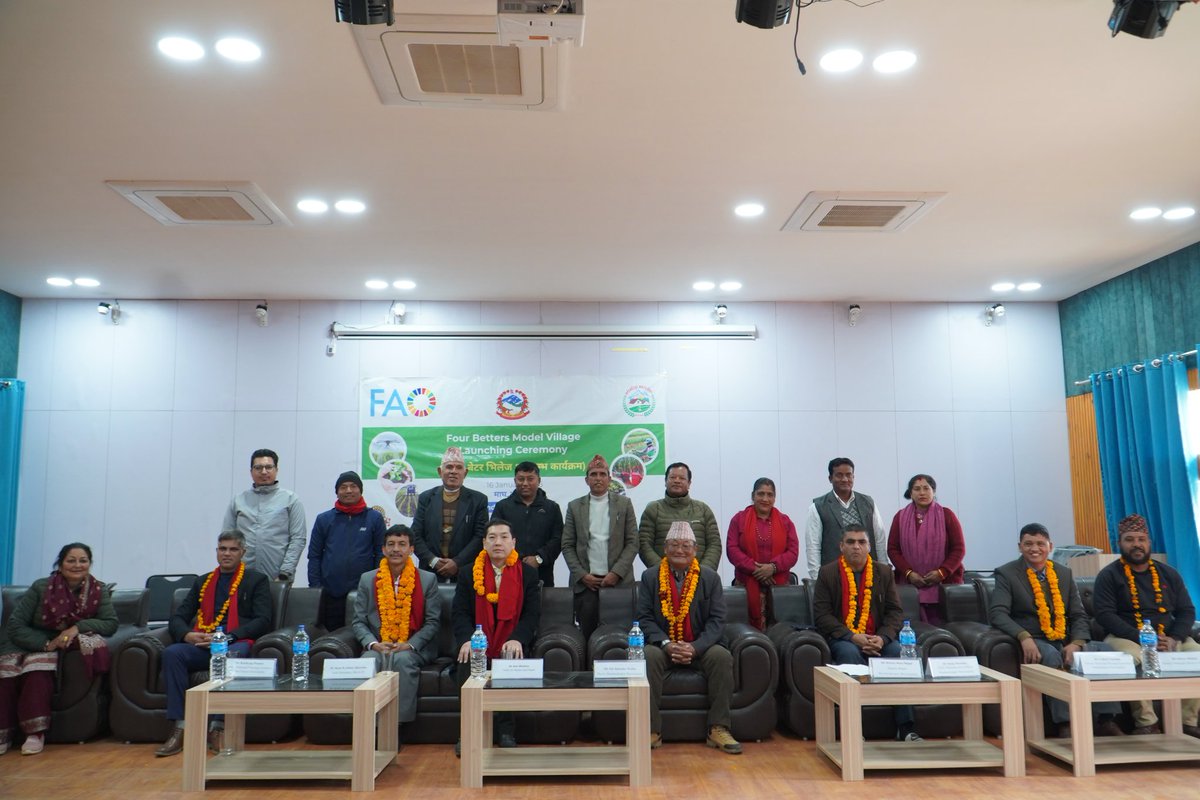 FAONepal's tweet photo. FAO launches the first Four Betters Model Village initiative in Mandandeupur, Kavre.
Grateful to the Government of Nepal, #helloMoALD, Mandandeupur Municipality, and all our well-wishers for their support in making this milestone possible.
 Together for a better future. https://t.co/UYSxNMPsRo