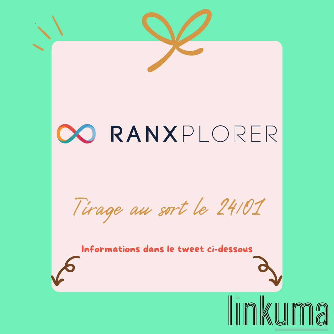 Les cadeaux de Janvier - Acte 5 avec Ranxplorer 🎁

Aujourd'hui c'est Ranxplorer qui nous régale avec un abonnement annuel Premium + une heure de formation à l'outil par visio !

👉 Pour jouer :
🔹Follow <a href="/Linkuma_off/">Linkuma</a> et <a href="/ranxplorer/">RANXPLORER</a> 
🔹RT

📅Tirage au sort le 24/01