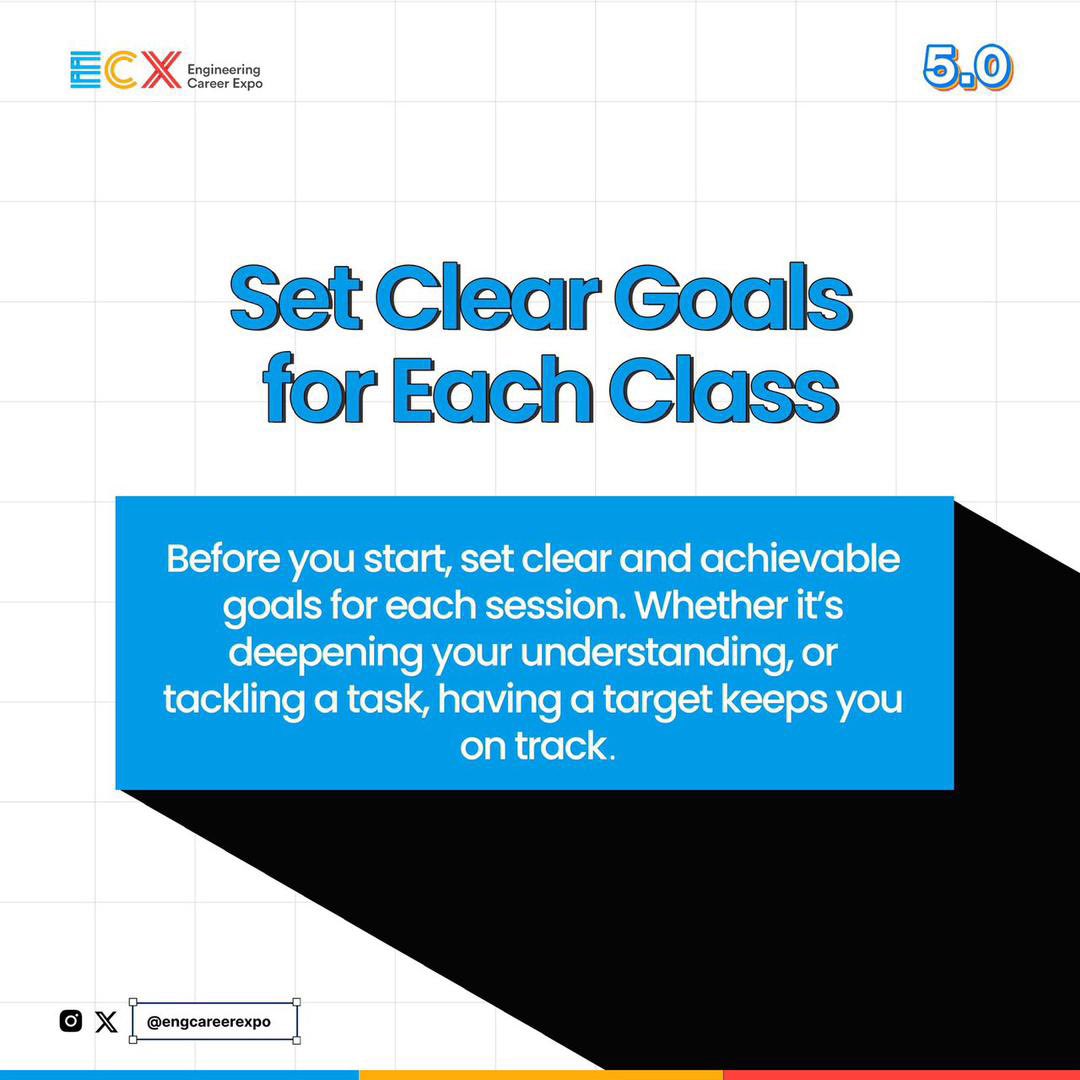 engcareerexpo's tweet image. Set clear goals before each class to make your learning more intentional and rewarding. A little direction can transform your virtual learning experience.
Give it a try and see how it changes your next session!💙💛❤️

#virtualhacks #ProductivityHacks #ecxunilag #Tech