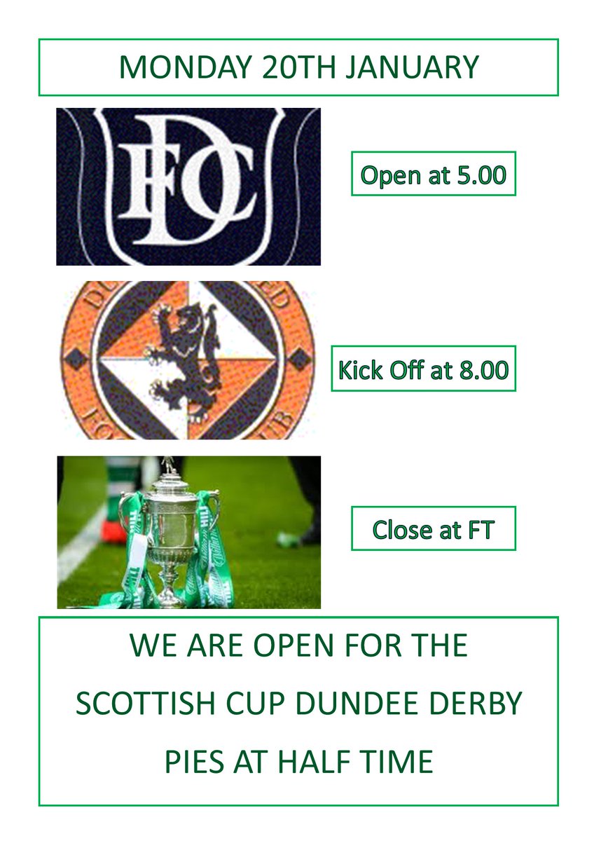 WE ARE OPEN ON MONDAY 20TH FOR THE DERBY