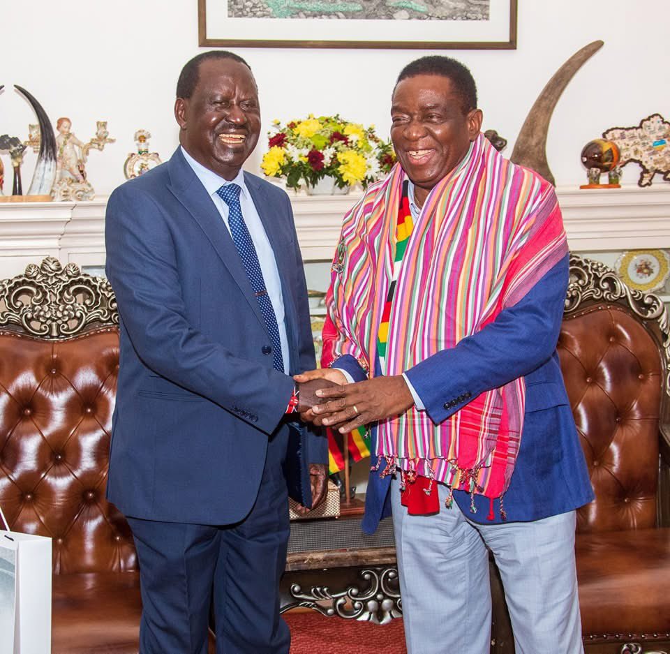 paulinenjoroge's tweet photo. It’s been another great week for Raila Odinga’s AUC campaign, as he continued to engage with African Heads of State and Government.

He took the campaign to the Southern Africa region where he has met with;
✅President Cyril Ramaphosa of South Africa
✅President Duma Boko of Botswana
✅President Nangolo Mbumba of Namibia 
✅President Emmerson Mnangagwa of Zimbabwe
#Raila4AUC