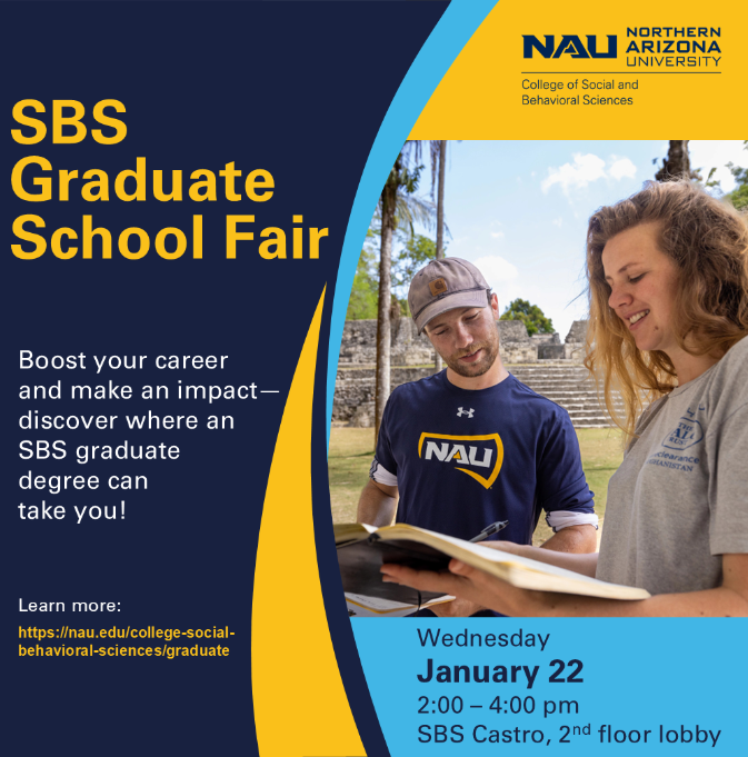 Please drop by SBS Castro on January 22 between 2:00 and 4:00 pm to learn more about graduate programs in the College of SBS. Dr. Kunze will be there discussing the Master's in Applied Sociology program with interested students!