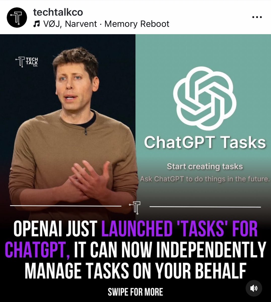 You won’t get replaced by AI. You will get replaced by someone who knows how to use it better than you. 

<a href="/OpenAI/">OpenAI</a> #chatgpt announces tasks that you can assign tasks!

#AI is taking over. Have you started leveraging these tools?
