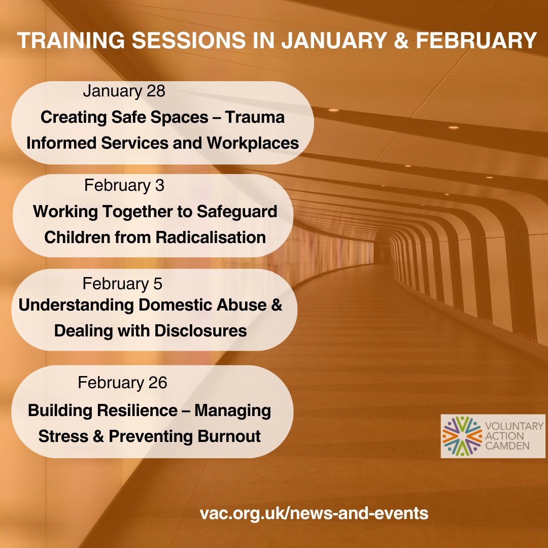 VAC'S upcoming training sessions, in partnership with Tender &amp; Hopscotch Women's Centre.

Reserve your place here: vac.org.uk/news-and-event…

🔜