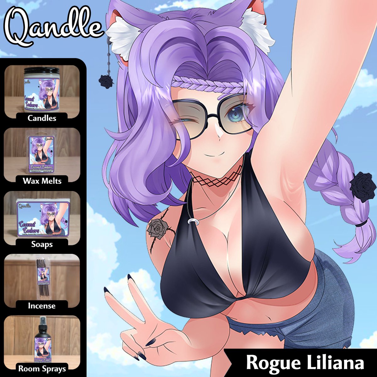 WeMakeQandle's tweet photo. Announcing our newest vtuber scent, Coconut Embers! These products have the fragrance of Coconut Milk &amp; Sandalwood - available on the store now!

Partner: @RogueLiliana 
Artist: @RavenSbate https://t.co/4U4iyZxNWJ