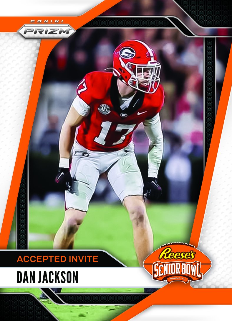 Reese's Senior Bowl (@seniorbowl) on Twitter photo It’s OFFICIAL! DB Dan Jackson <a href="/danjackson_10/">Dan Jackson</a> from <a href="/GeorgiaFootball/">Georgia Football</a> accepted his invite to the 2025 Reese's Senior Bowl!!! #GoDawgs #BestOfTheBest #TheDraftStartsInMOBILE™️
@JimNagy_SB <a href="/PaniniAmerica/">Panini America</a> #RatedRookie It’s OFFICIAL! DB Dan Jackson <a href="/danjackson_10/">Dan Jackson</a> from <a href="/GeorgiaFootball/">Georgia Football</a> accepted his invite to the 2025 Reese's Senior Bowl!!! #GoDawgs #BestOfTheBest #TheDraftStartsInMOBILE™️
@JimNagy_SB <a href="/PaniniAmerica/">Panini America</a> #RatedRookie