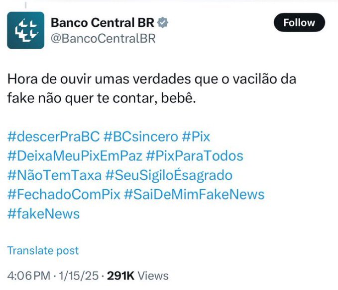 CanalHisDireito's tweet photo. Eu achava que eu exagerava nas hashtags idiotas, mesmos com o Elon Musk dizendo que o algoritmo não liga muito para elas.
Mas vendo #FechadoComPix e #SeuSigiloÉsagrado vejo que hashs como #HistoriaAntiga são bem razoáveis.