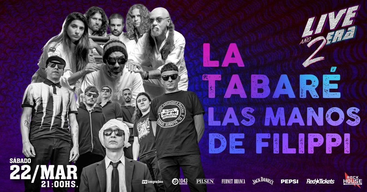 📢 ¡Por primera vez juntos en Montevideo!

📅 Sábado 22 de marzo
⏰ 21hs
📍 Live Era Sala

💳 RedTickets
bit.ly/LaTabaré_LasMa…

Show para mayores de 18 años
Produce Rock House Producciones
Uruguay 960, Montevideo

#latabaré
#siguesiendorocanrol
#rock #Uruguay
