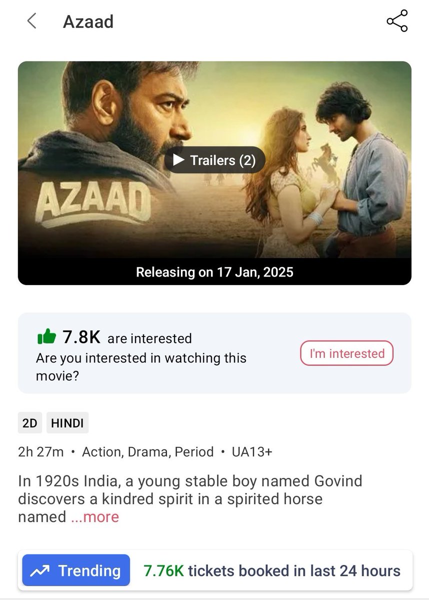 Tirlovesha's tweet image. Kya din aagaye iss chindi chor #AjayDevgn ke abhi Kangana bhi pelke jaa rahi hai. 

Khatam hai yeh phirse 50 lakhs ki Opening ye record todega.

#Emergency #Azaad