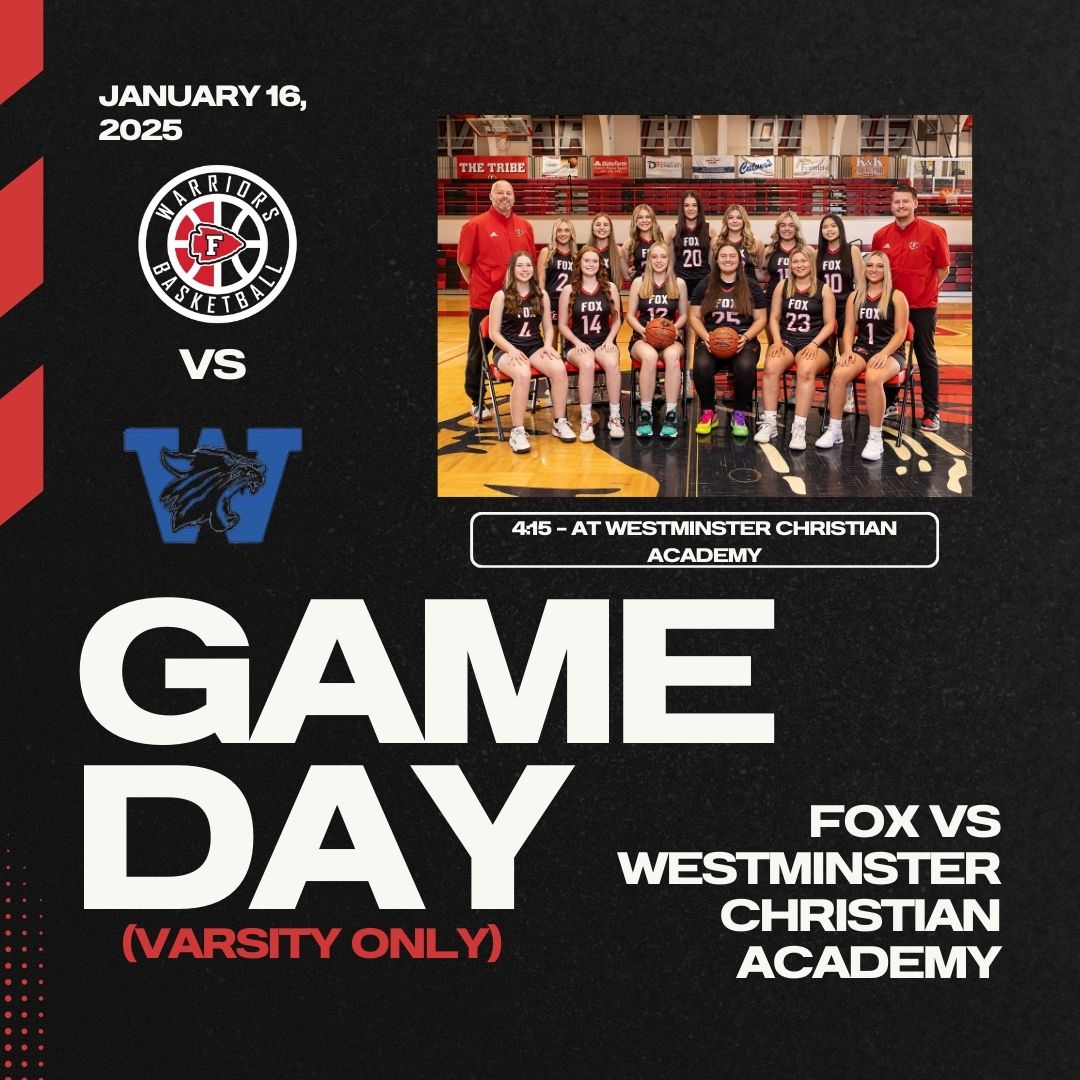 Fox Lady Warriors WBB ๐ (@foxgirlsbball1) on Twitter photo GAME DAY #11
Fox (3-7) vs Westminster Christian Academy (2-10)
Varsity only matchup starting at 4:15 at Westminster!
<a href="/FoxHSActivities/">Fox High School Activities</a> <a href="/CoachCoryRiley/">Cory Riley</a>
#LadyWarriorsBasketball GAME DAY #11
Fox (3-7) vs Westminster Christian Academy (2-10)
Varsity only matchup starting at 4:15 at Westminster!
<a href="/FoxHSActivities/">Fox High School Activities</a> <a href="/CoachCoryRiley/">Cory Riley</a>
#LadyWarriorsBasketball