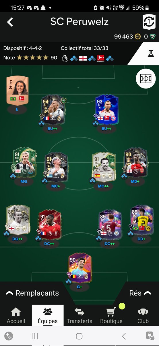 Equipe pour ce week-end #Futchamp ( toty) 👍🎉
Objectif 13 minimum 👌