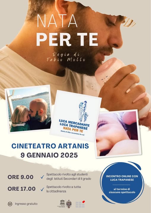 "Nata per te" a Caltagirone il 9/1 (Artanis, ore 9 e 17). Proiezioni + incontro con l'autore Luca Trapanese. Ingresso gratuito! Info: ufficiostampacaltagirone@gmail.com #LuminaInclusione