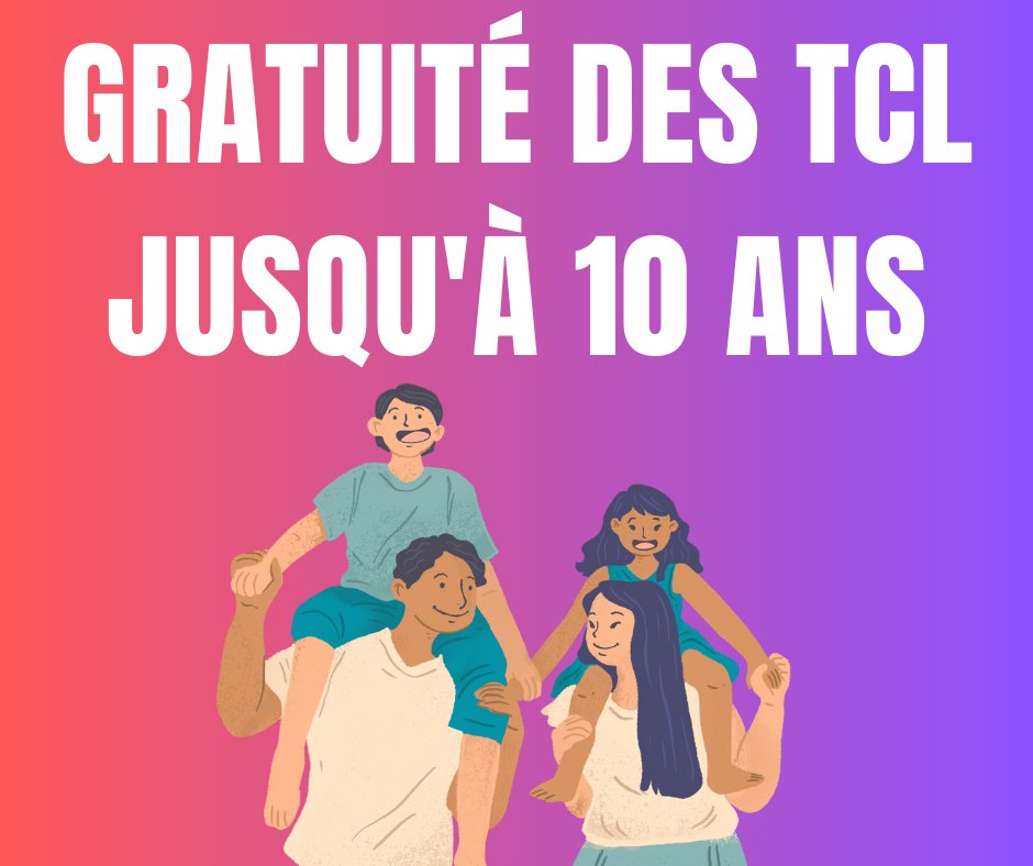 🚇👩‍👧‍👦 C'était une promesse : Les transports en commun gratuits pour les enfants jusqu’à 10 ans dès le 1ᵉʳ sept 2025 !

Cela fait partie des gratuités ciblées efficaces pour les familles : munis d’une carte de gratuité, ils pourront voyager sur l’ensemble du réseau TCL !