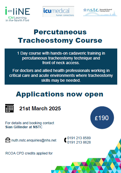 NSTC123's tweet image. 🔊 Places still remaining on the Percutaneous Tracheostomy Course!
Suited for doctors and allied health care professionals. If you are interested please get in touch via the contact details in the flyer below.