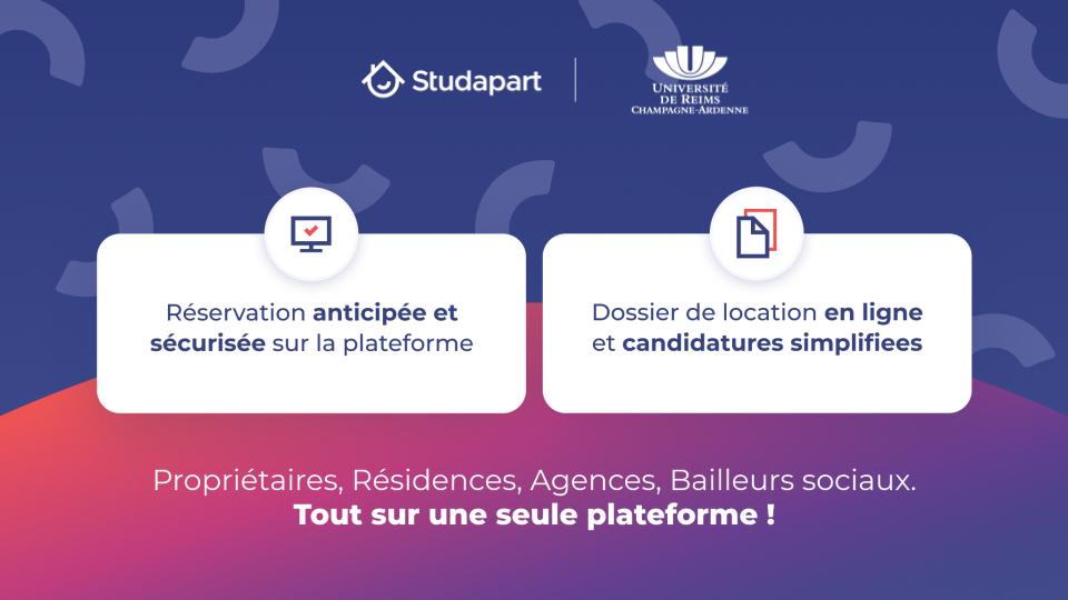 universitereims's tweet photo. ✨Trouver ou louer un logement : le partenariat de l'#URCA avec @Studapart 

@Studapart  permet d’apporter une solution de                                                           logement aux personnels et étudiants, via une plateforme exclusive qui regroupe des offres de                                                           particuliers, d’agences ou encore de résidences                                                           étudiantes. 🏘️
