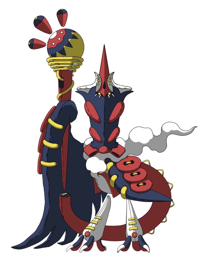 #オリポケ #fakemon 
名前:マドロシア
分類:くぐつしポケモン
タイプ:ゴースト/フェアリー
魔王とも呼ばれている伝説のポケモン。あらゆる物を縫い合わせる力で大陸を作り上げたという伝説がある。