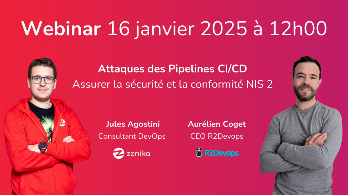 📺 Retrouvez <a href="/Jagostini85/">Jules Agostini</a> et <a href="/acoget/">aurelien coget</a> dans quelques minutes pour ce live autour de la sécurité de vos pipelines de CI/CD

👉 youtube.com/watch?v=_OGYDJ…
