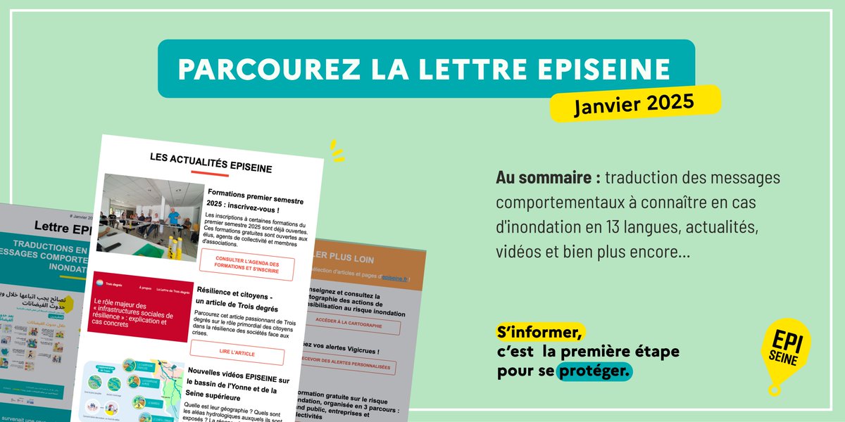Pour bien commencer l'année 2025, soyez informé sur le risque inondation avec la lettre d’information EPISEINE ! 💬 
La nouvelle lettre du mois de janvier est disponible ici : r.mailingsib.seinegrandslacs.fr/mk/mr/sh/7nVTP…  📩