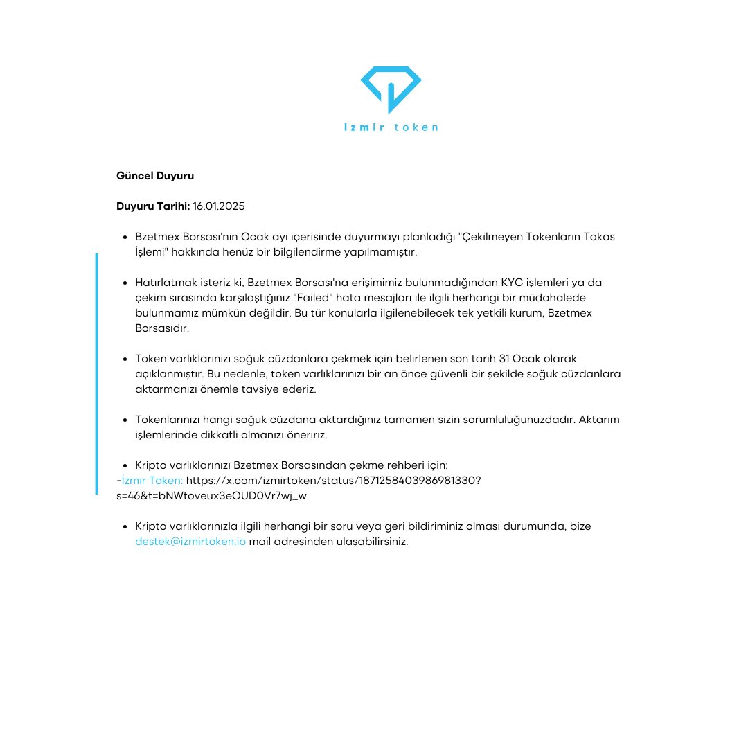 📌 Önemli Duyuru

#İzmirToken