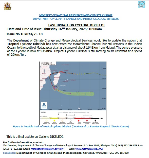 Final Update on Tropical Cyclone Dikeledi as Issued by @DccmsM